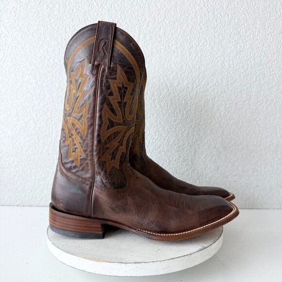Rod Patrick Mens Cowboy Boots 12.5 A Perro Loco Brown Leather Western Square Toe - Picture 3 of 15
